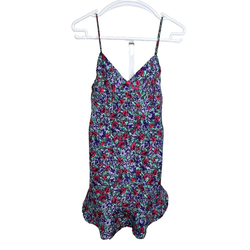 Vintage Lily of France Floral Slip Nightgown Medium Nightie Sleepwear Roses USA